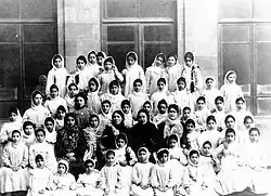 Hanifa Malikova - principal of the school among pupils