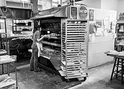 A bakery inside the former Burton's Saw Factory in the Eugene Blair Boulevard Historic Commercial Area