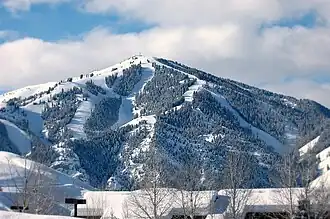 View of Bald Mountain from Sun Valley Lake in January 2006