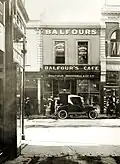 A 1922 Ford Model T roadster built by Duncan and Fraser outside Balfour's cafe in Rundle Street, Adelaide, 19 February 1924