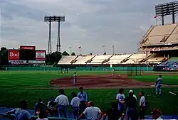 Winston advertising on the scoreboard at Baltimore Memorial Stadium, 1991