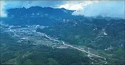 Ban Muong Cha, City of Anouvong district, viewed from the sky, Xaisomboun province, Laos,