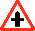 Crossroad with a minor road ahead