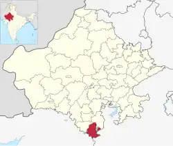Location of Banswara district in Rajasthan