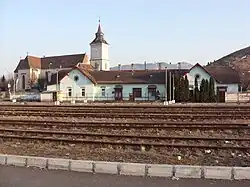 Old station and St Bartholomew church