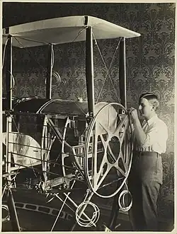 Watson Fitting the Engine Mounting Frame to his Partially Constructed Biplane, Follacleugh, Elsternwick, 1916.