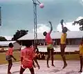 Buin High School students playing basket ball.