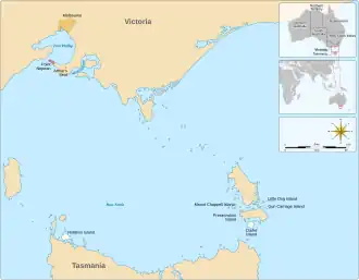 map of Victoria and the Tasmanian islands