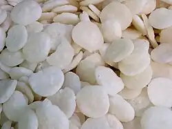 White disk-shaped candies