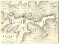 Colored print shows a map of the Battle of Craone on 7 March 1814.