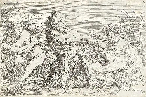 Battling Tritons (1660–61), 11.11 x 16.51 cm.