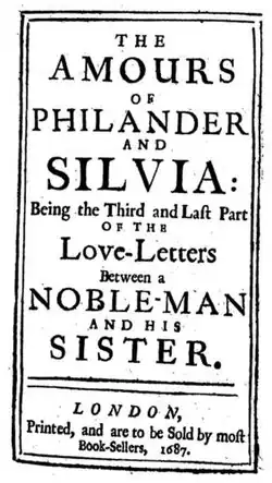 Titlepage of The Amours of Philander and Silvia (1687)