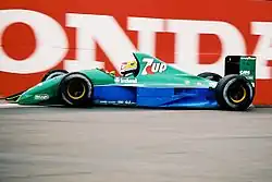 Bertrand Gachot driving the Jordan 191 at the 1991 USA Grand Prix