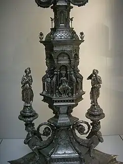 Lantern of a cross carved in silver