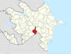 Map of Azerbaijan showing Beylagan District