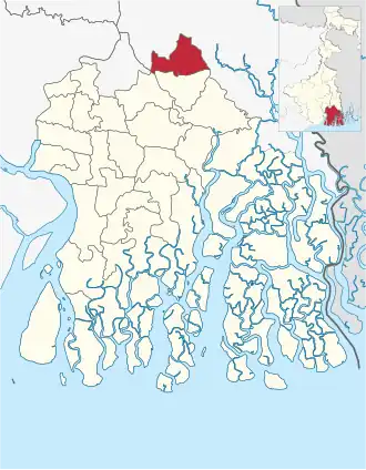 Location of Bhangar II community development block in South 24 Parganas district