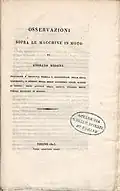 Osservazioni sopra le macchine in moto, 1825