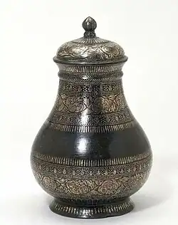 Bidriware cup and lid, c. 1850. V&A Museum.