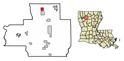Location of Gibsland in Bienville Parish, Louisiana.