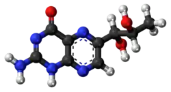 Ball-and-stick model of the biopterin molecule (tautomer CID 445040)