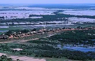 Tonle Sap lake and Chong Kneas village viewed from Phnom Krom hill