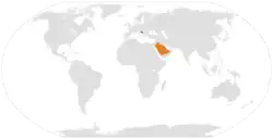 Map indicating locations of Bosnia and Herzegovina and Saudi Arabia