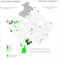 Distribution of Bosniaks in Kosovo by settlements