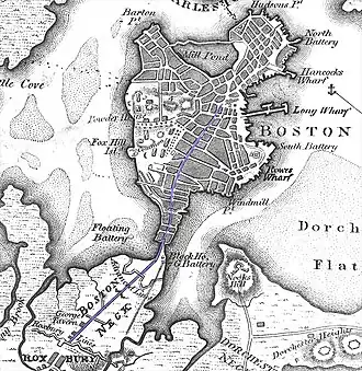 Old map of the Boston Neck