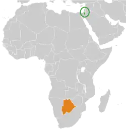 Map indicating locations of Botswana and Israel