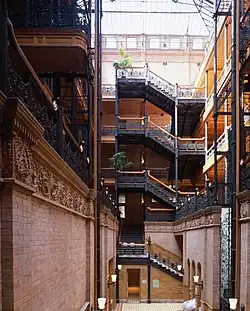 Atrium at the center of the Bradbury Building in Los Angeles