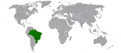 Map indicating locations of Brazil and Timor-Leste