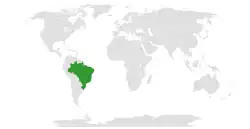 Map indicating locations of Brazil and Singapore