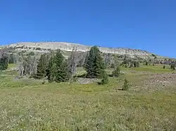 Breccia Peak from southeast while ascending on normal route. The steep cliff in the middle can be passed on the left or on the right.