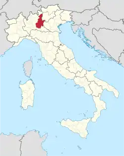 Map highlighting the location of the province of Brescia in Italy