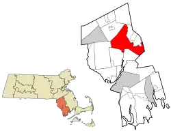 Location in Bristol County, Massachusetts