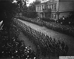 Image 19British troops marching in Batumi, Georgia in 1920. Following World War I, Britain replaced German troops in Georgia (from History of Georgia (country))