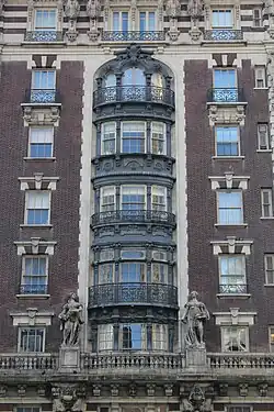 The oriel windows on the western facade of the Dorilton