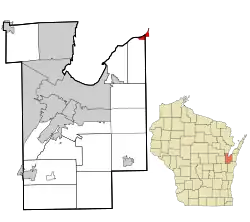Location in Brown County and the state of Wisconsin.