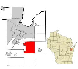 Location in Brown County and the state of Wisconsin.