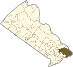 Location of Falls Township in Bucks County