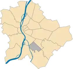 Location of District XX in Budapest (shown in grey)