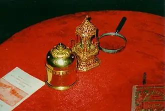 Buddha relics from Kanishka's stupa in Peshawar, Pakistan, sent by the British to Mandalay, Burma in 1910.