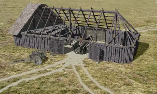 Reconstruction of a building at Østbirk, Denmark, c. 1800 BC
