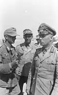 Rommel and Bayerlein, interviewed by a Sonderführer (left).