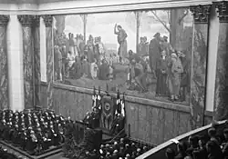 Rudolf Smend speaking in 1933 at the celebrations in the auditorium of Berlin's Humboldt University.