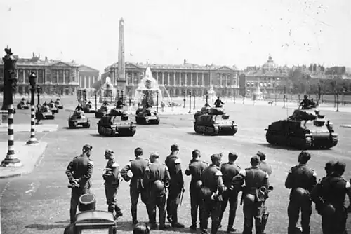 German tanks parade on the square in 1941