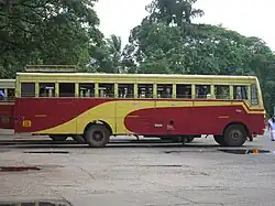 Red-and-yellow bus