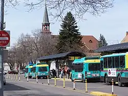 Image 52Mountain Line buses queue to pick up passengers in Missoula. (from Transportation in Montana)