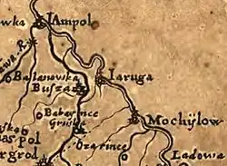 Cosăuți Area on Beauplan's 1648 map.(South is up).