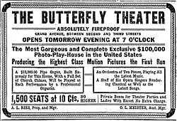 Butterfly Theater advertisement Milwaukee Sentinel September 1, 1911